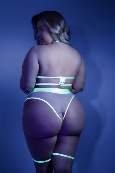 In A Trance Crotchless Teddy with Leg Garters